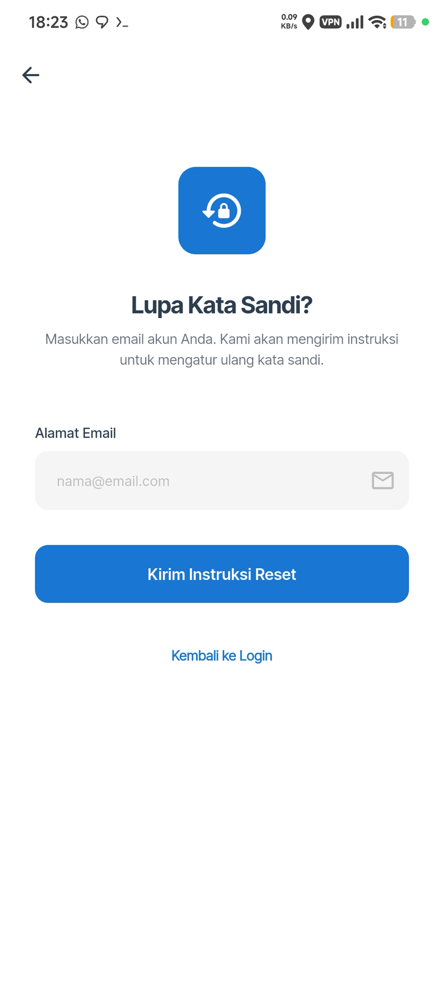 Layar lupa kata sandi